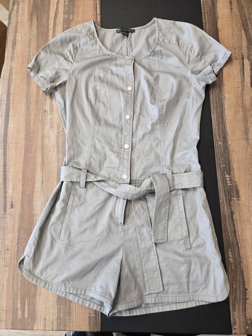 Armani Exchange Light Gray Button-Front Romper